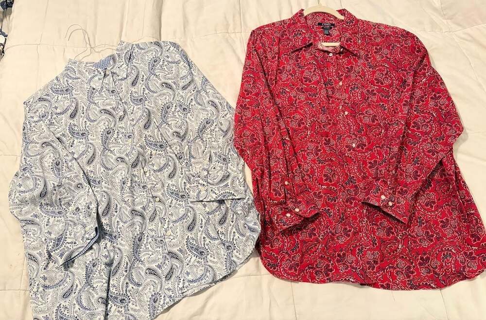 Chaps Women’s 2X Paisley Button-Up Shirt Bundle Long Sleeve Blouses Lot of 2